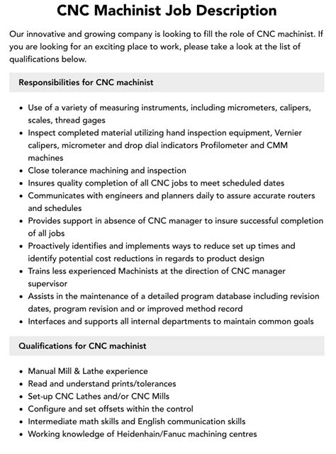 cnc coiling machine job description